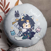 Zenless Zone Zero Asaba Harumasa & Seth Chibi Round Plush Pillow
